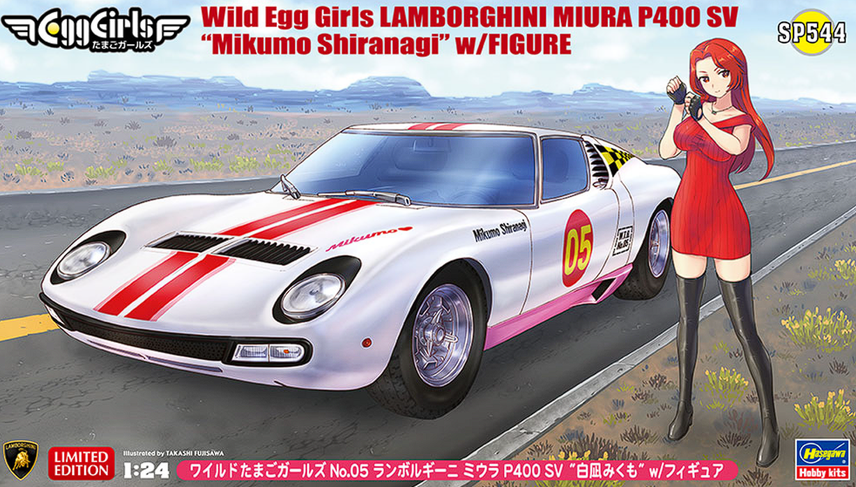 52344-Автомобиль с фигуркой Wild Egg Girls LAMBORGHINI MIURA P400 SV  “Mikumo Shiranagi” w/FIGURE Hasegawa