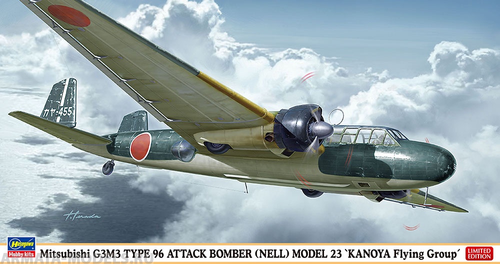 02218 Mitsubishi G3M3 TYPE 96 ATTACK BOMBER (NELL) MODEL 23 KANOYA Flying Group Hasegawa