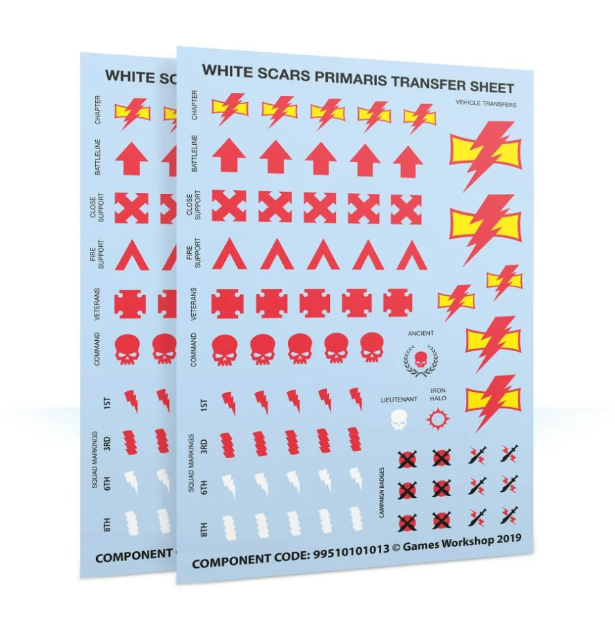 48-54GW Набор Белые Шрамы: Улучшения и декали для Примарисов (White Scars Primaris Upgrades & Transfers)