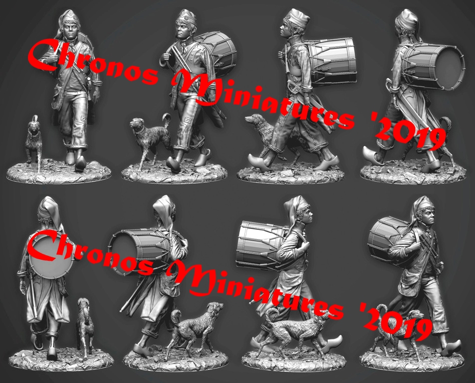 CHM-54177. Мальчик-барабанщик, Франция 1792-1800 гг. 54 мм. Материал - смола. Chronos Miniatures