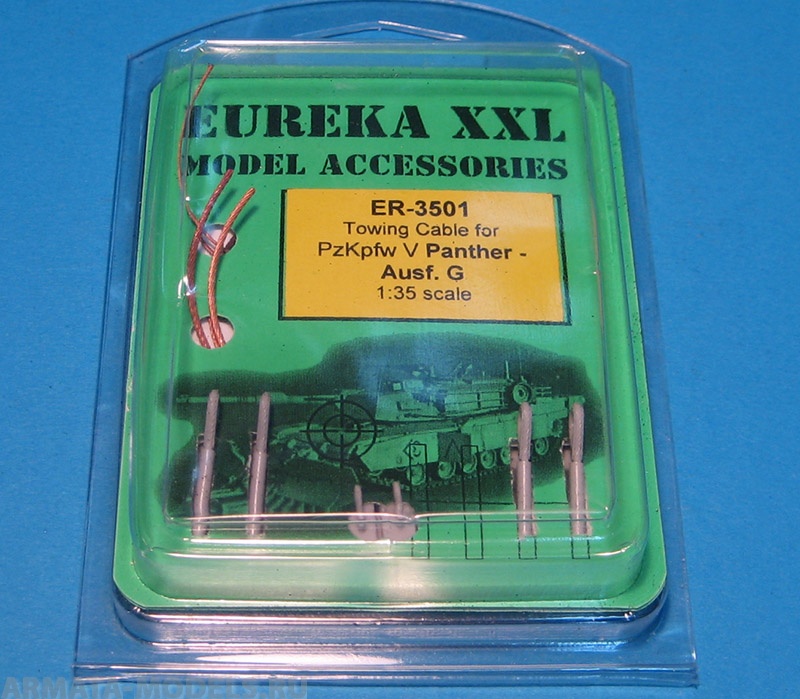 ER-3501 Дополнения для моделей Towing cable for  Panzer V Panther Ausf. G  1/35 scale. This set consists of 3 lengths of copper cable and 6 eyelets.
