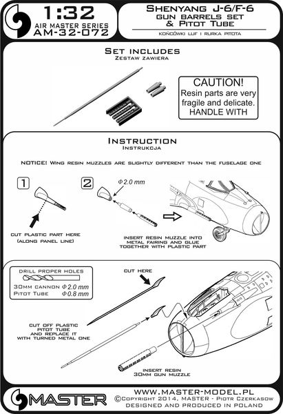 AM-32-072 Shenyang J-6 / F-6 - набор стволов и трубка Пито