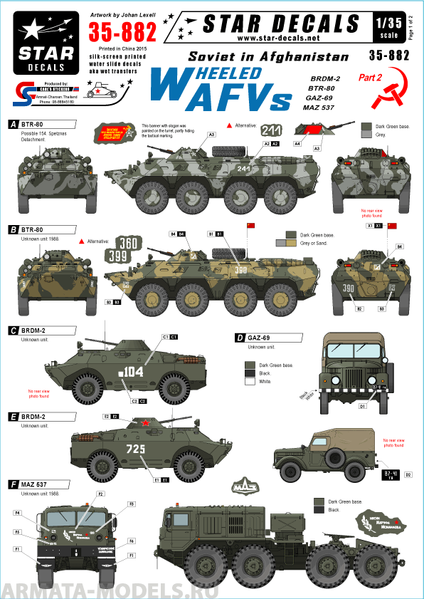 35-882SD Soviet in Afghanistan # 2. Wheeled AFVs - BTR-80, BRDM-2...etc