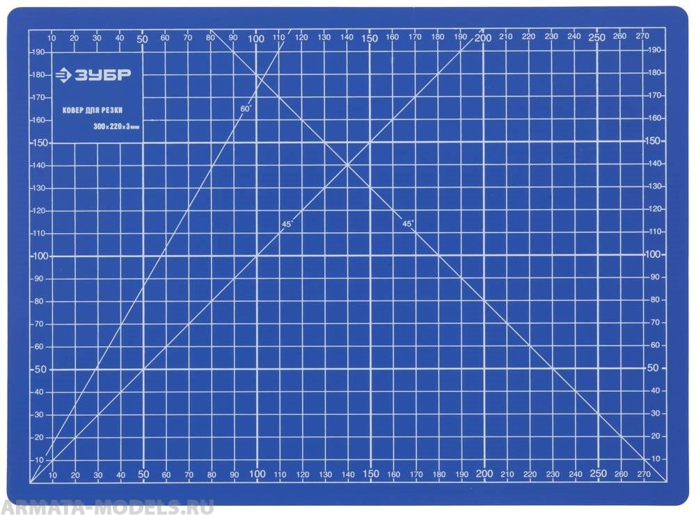 9903 Коврик ЭКСПЕРТ, непрорезаемый, 3мм, цвет синий, 300х220 мм