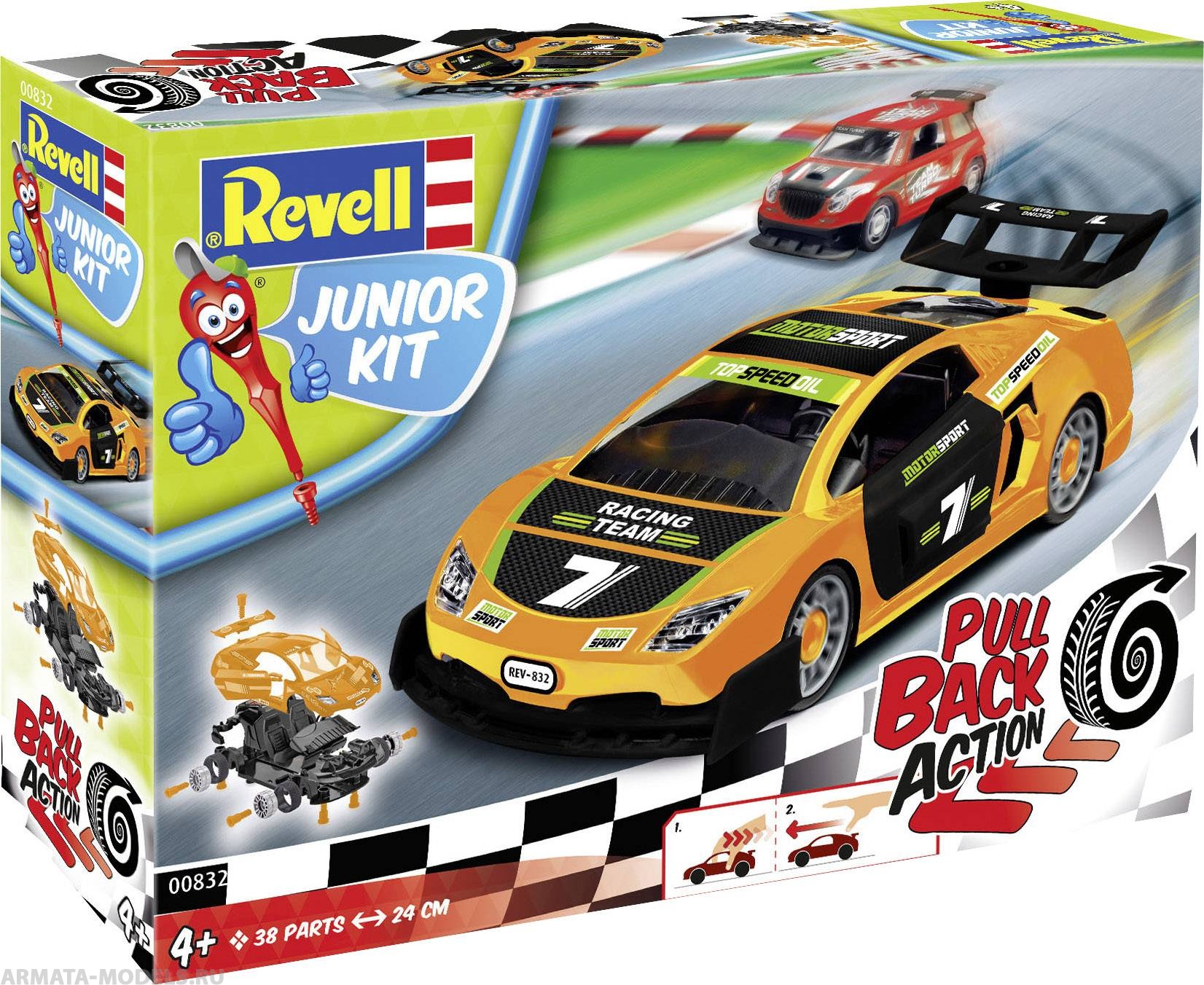 00832RE Гоночный автомобиль JUNIOR KIT Pull Back Racing Car, оранжевый Revell