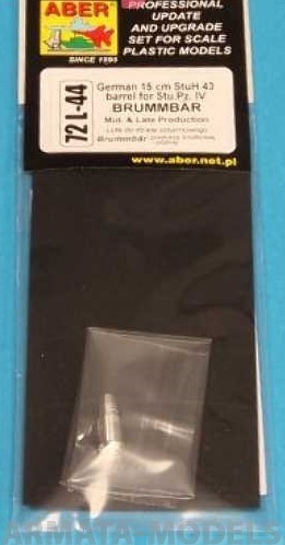 ABR-72-L-44  Дополнения для  German 15cm StuH 43 Barrel for Stu.Pz. IV BRUMBAR – middle/late version для  1/72