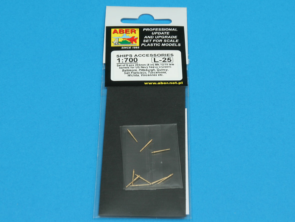 ABR-1:700-L-25  Дополнения для  Set of 9 pcs 203 mm barrels for USN ships : San Francisco, Tuscaloosa type для  1/700