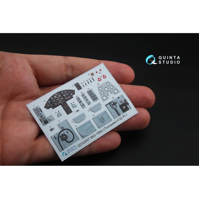 QD32057 3D Декаль интерьера кабины МиГ-15бис (для модели Trumpeter)
