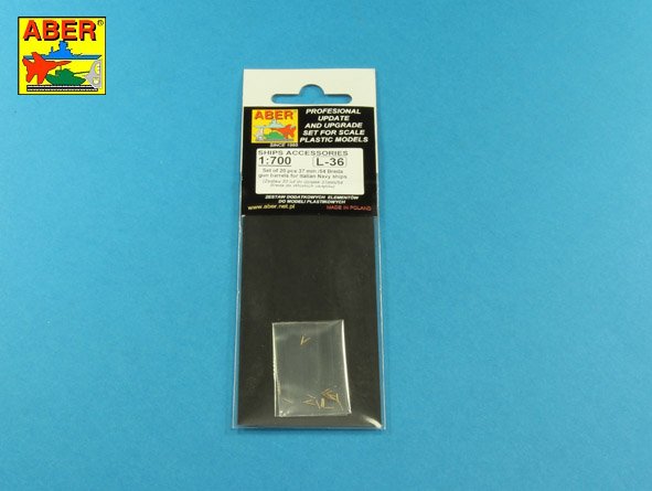 ABR-1:700-L-36  Дополнения для  Set of 20 pcs 37 mm /54 Breda gun barrels for Italian Navy ships для  1/700