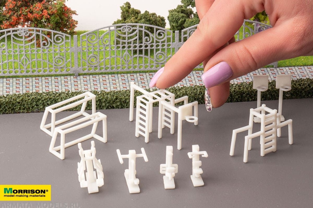 300-spl-100 Спорт. площадка д/арх. макета М1:100. Набор 10 эл. Morrison