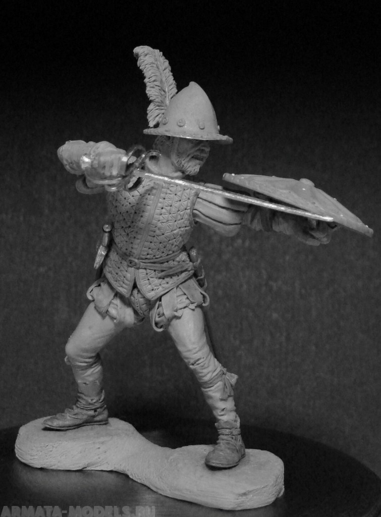 CHM-54270. Испанский пехотинец (рондашьер), 1520-25 гг. 54 мм. Материал - смола. Chronos Miniatures