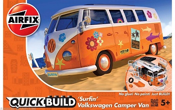 J6032 Сборная модель автомобиля QUICKBUILD Surfin' VW Camper Orange and White